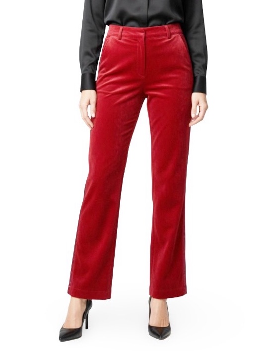7 For All Mankind Velvet Satin Tuxedo Stripe Wide Leg Pants Red 8